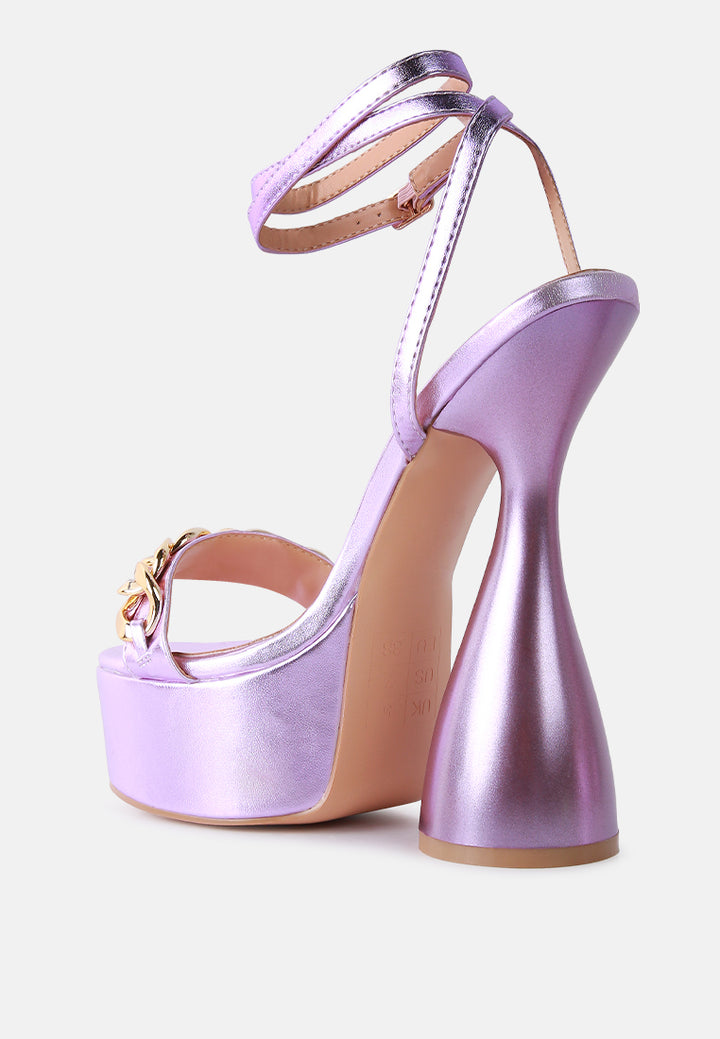 big bash metallic high platform chunky sandals#color_purple