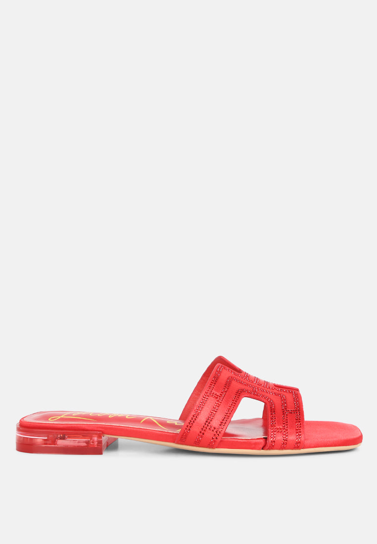 big money low stack heel embellished sandals#color_red