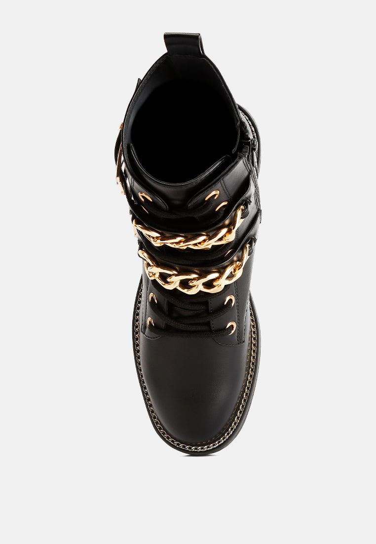 billy metal chain embellished biker boots#color_black