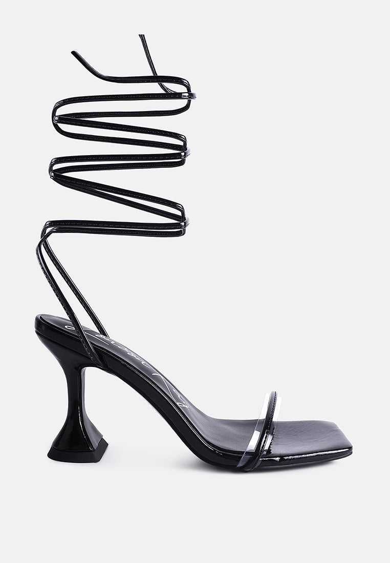 Buy Biten Berry Spool Heeled Lace Up Sandals | Women Mid Heels | London Rag