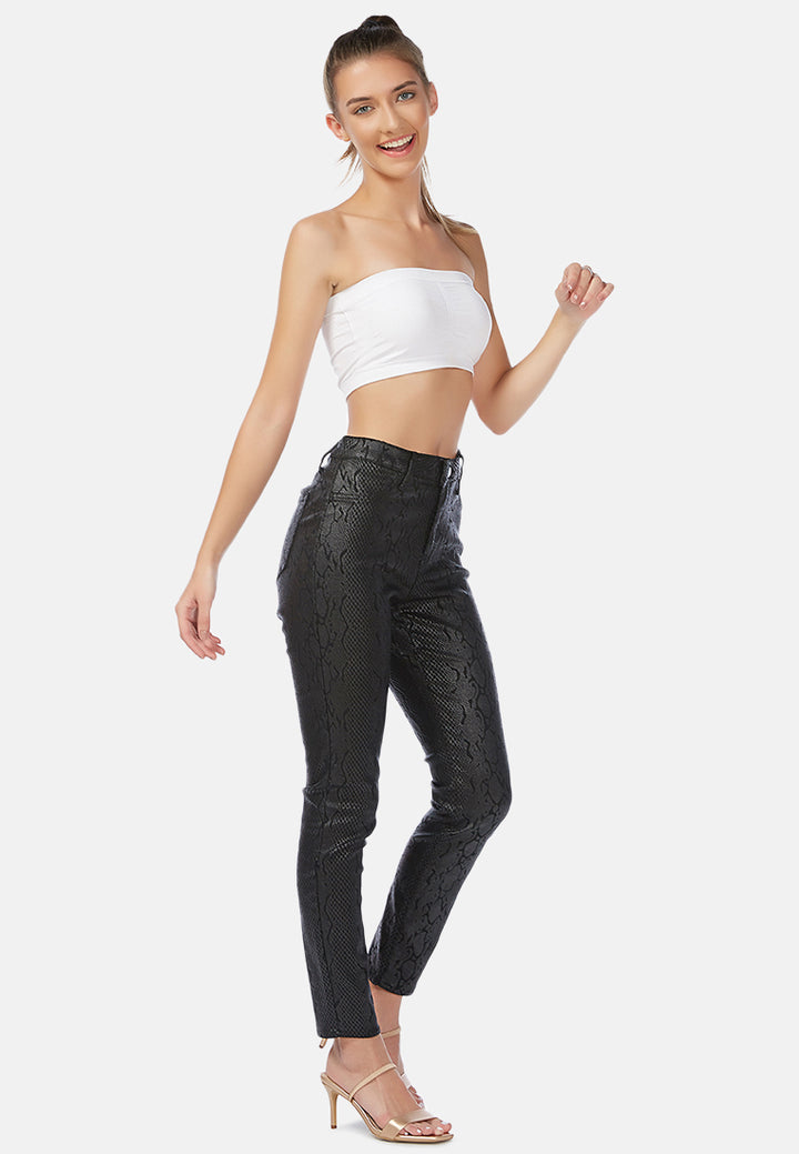 black slither-in shiny slim fit pants#color_black