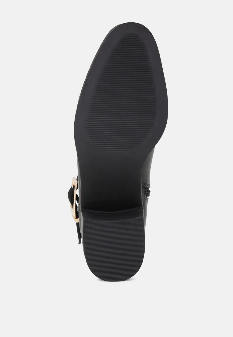 blake block heel boots with adjustable buckle#color_black