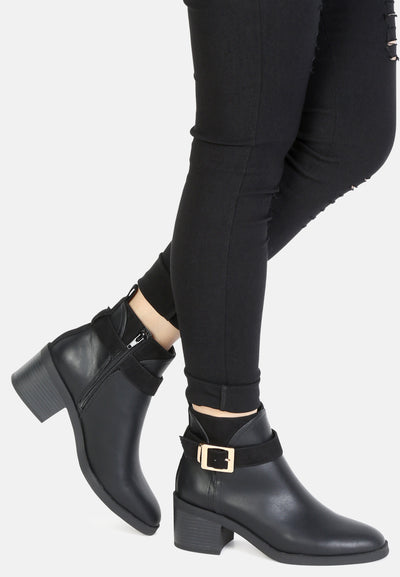 blake block heel boots with adjustable buckle#color_black
