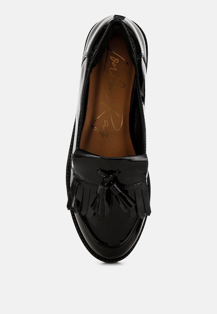 blaneth tassel faux leather loafers#color_black