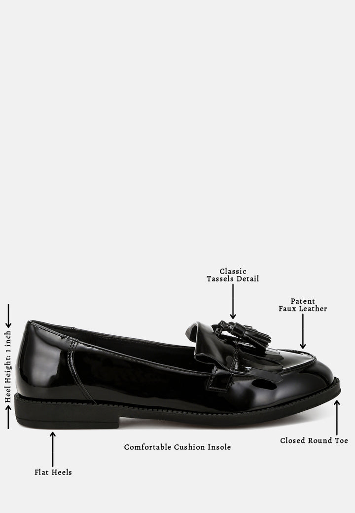 tassel faux leather loafers by ruw color_black