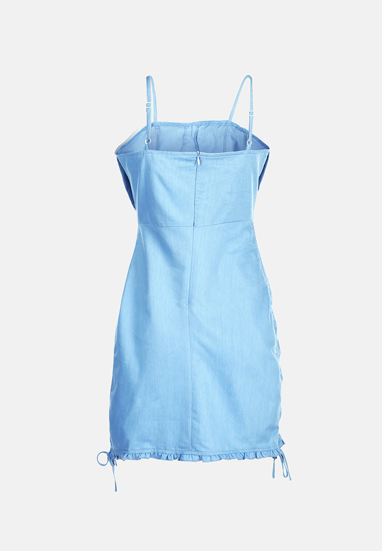 blue chambray short tulip dress#color_blue