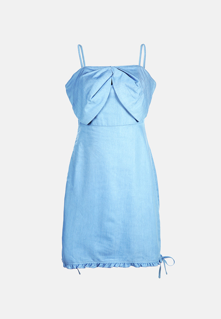 blue chambray short tulip dress#color_blue