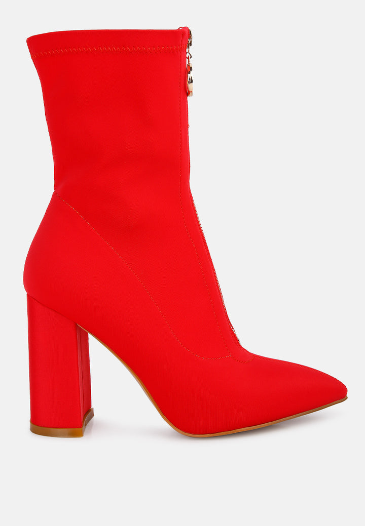 bobbettes block heeled microfiber ankle boot#color_red