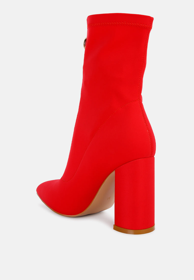 bobbettes block heeled microfiber ankle boot#color_red