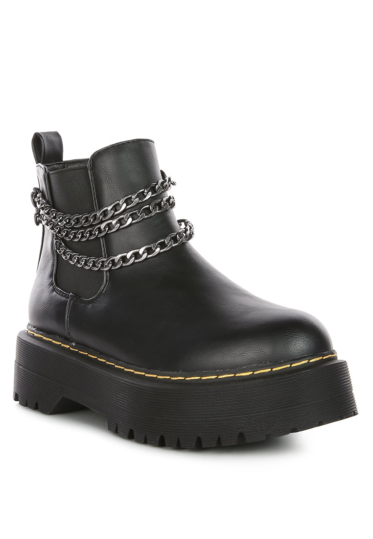 bobbles chunky metal chain chelsea boot#color_burgundy