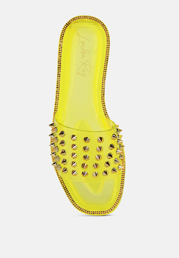 bolly punk stud clear jelly flats#color_yellow