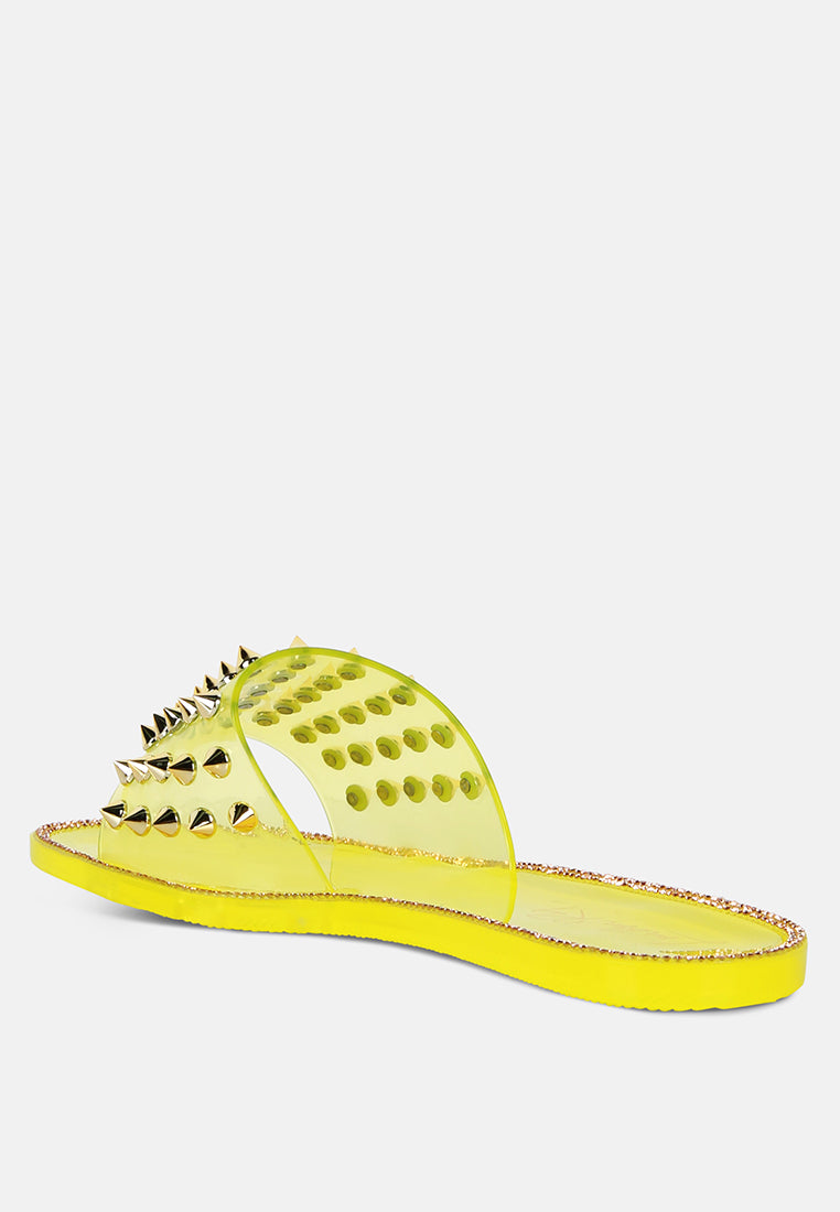 bolly punk stud clear jelly flats#color_yellow