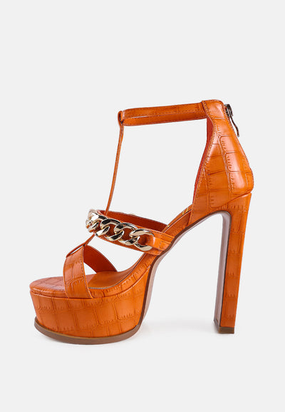 bonita metal chain zip up sandals#color_orange