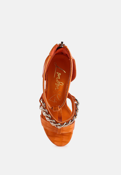 bonita metal chain zip up sandals#color_orange