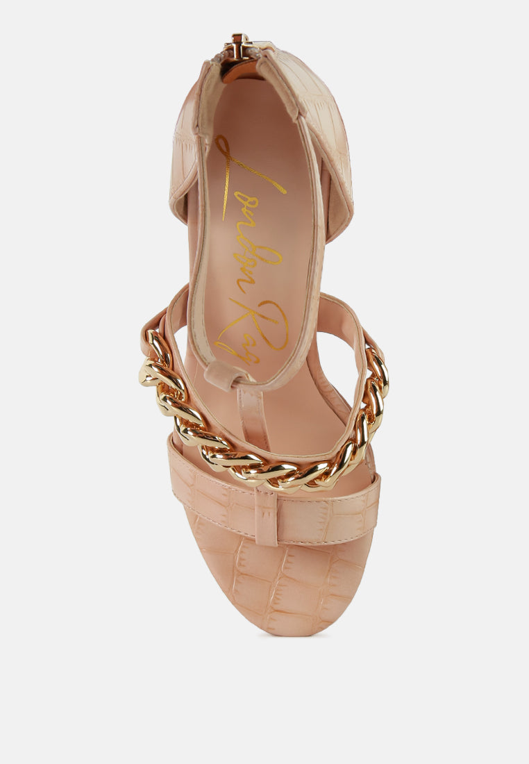 bonita metal chain zip up sandal#color_peach