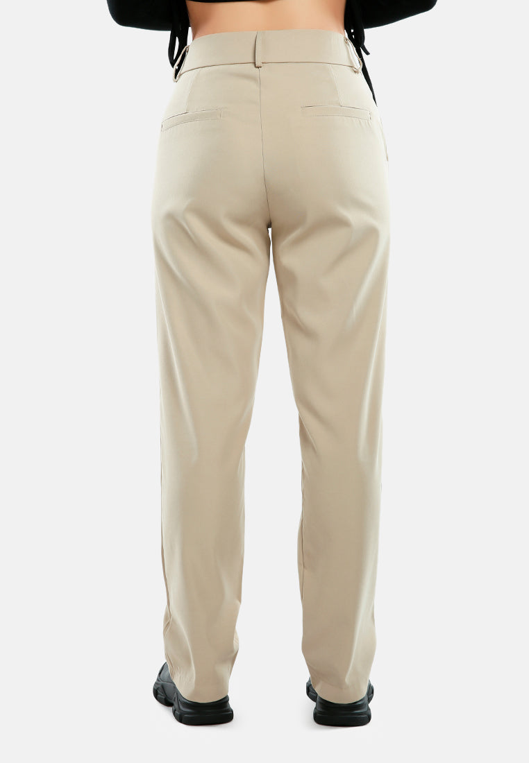 boot cut high waist pants#color_beige