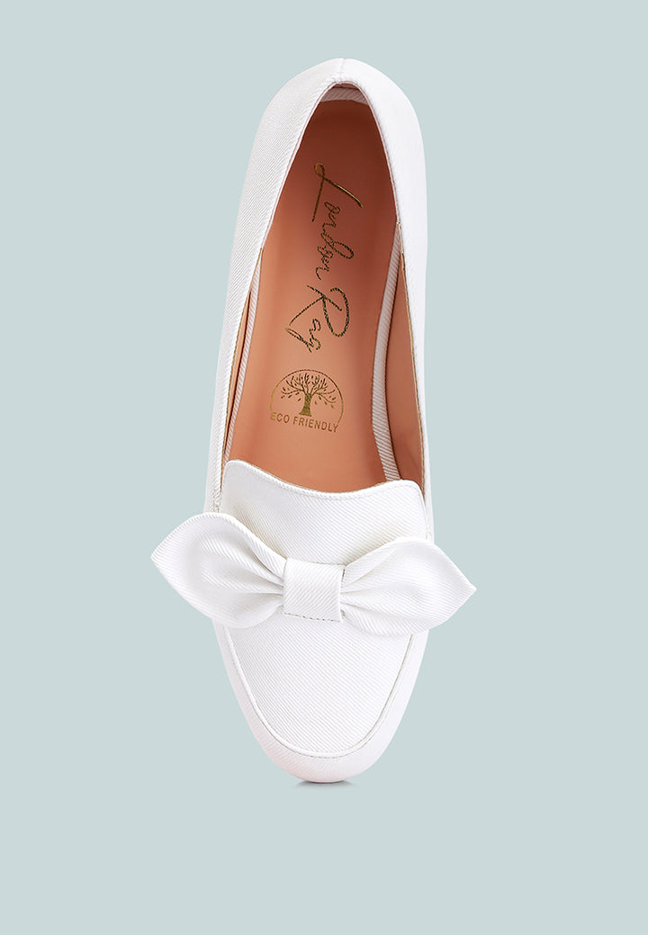 bow embellished loafers by ruw#color_off-white