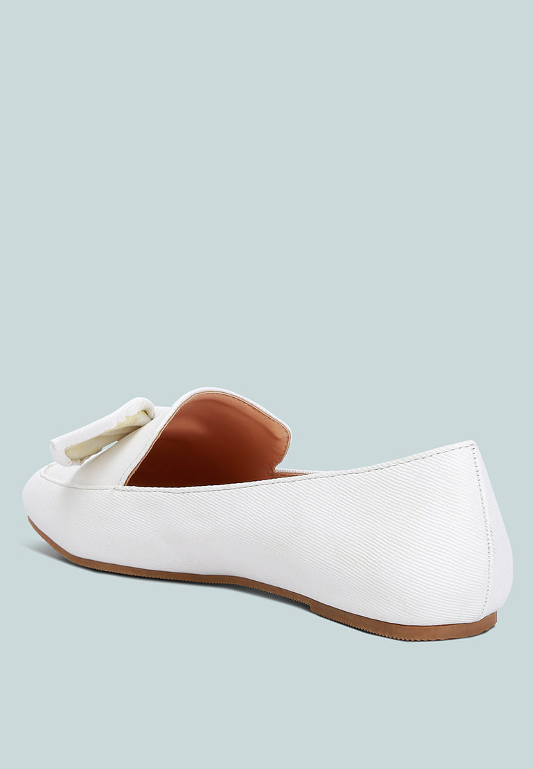 bow embellished loafers by ruw#color_off-white