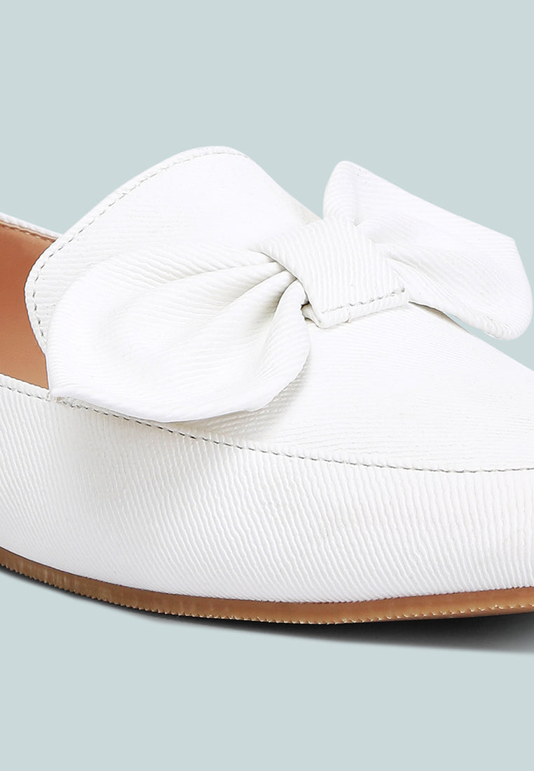 bow embellished loafers by ruw#color_off-white