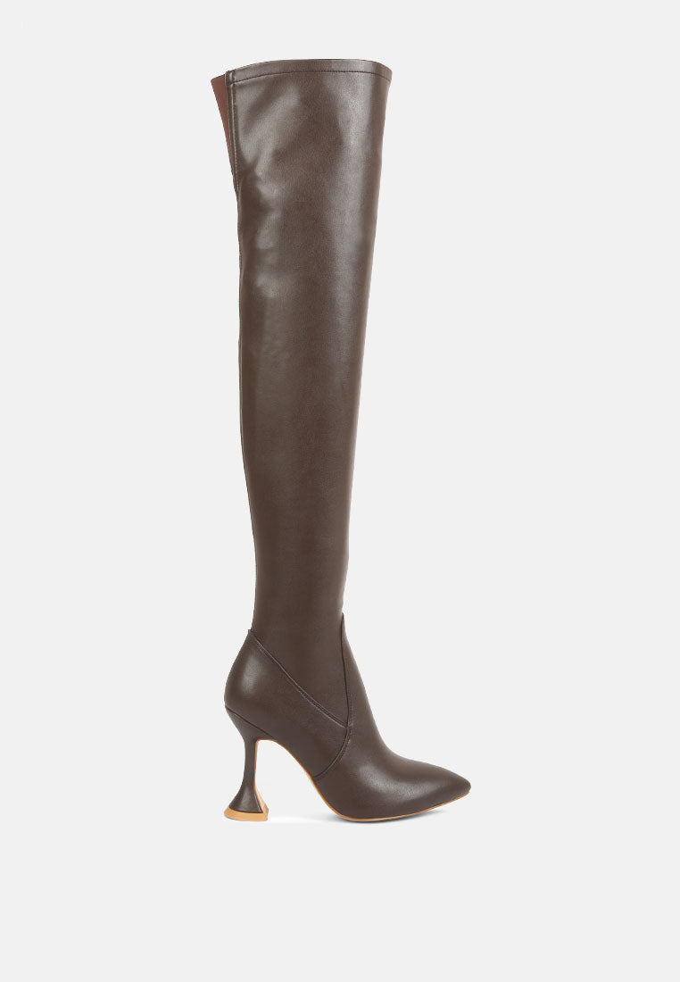 Buy Brandy Faux Leather Over The Knee High Heeled Boots Online | London ...