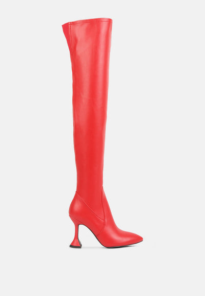Buy Brandy Faux Leather Over The Knee High Heeled Boots Online | London ...