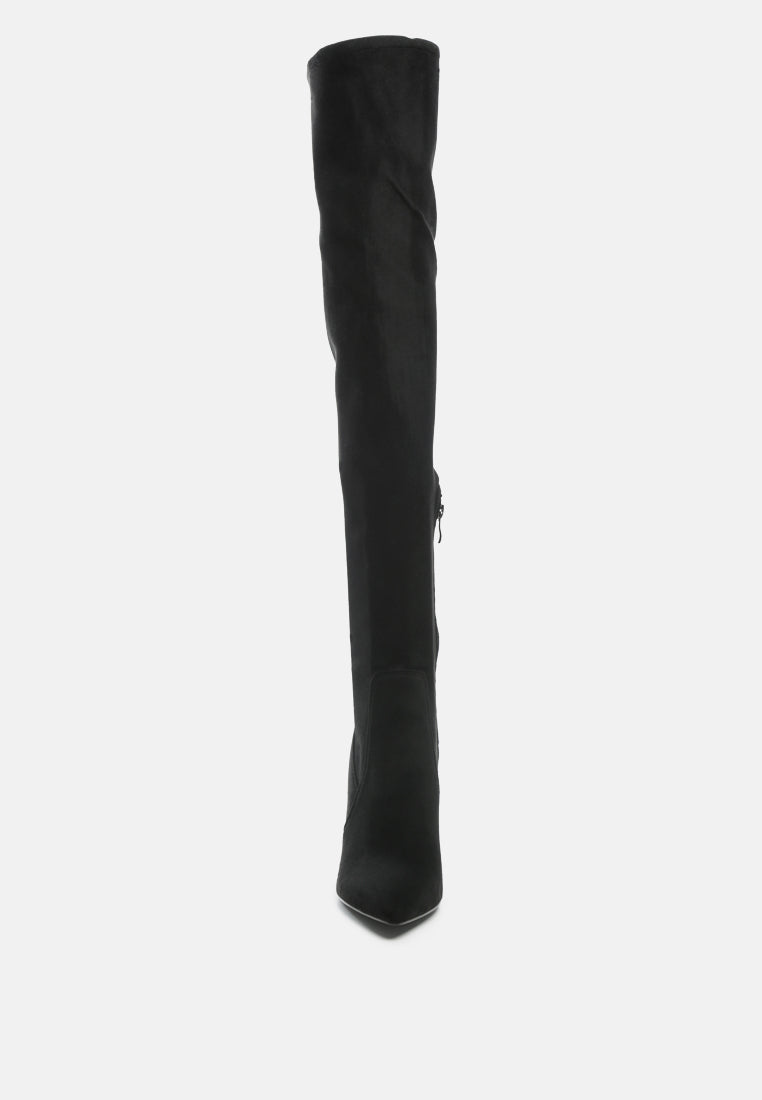 brandy faux suede over the knee high heeled boots#color_black