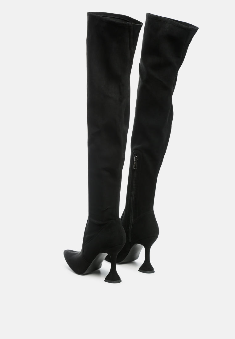 brandy faux suede over the knee high heeled boots#color_black
