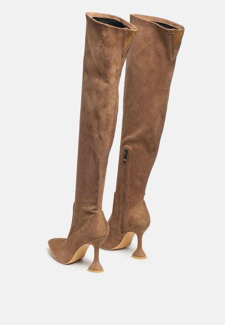 brandy faux suede over the knee high heeled boots#color_brown