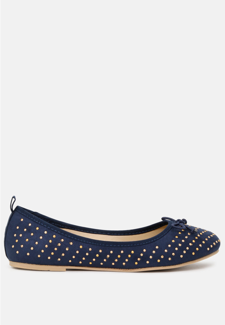 briana ballerina flats with silver studs#color_navy