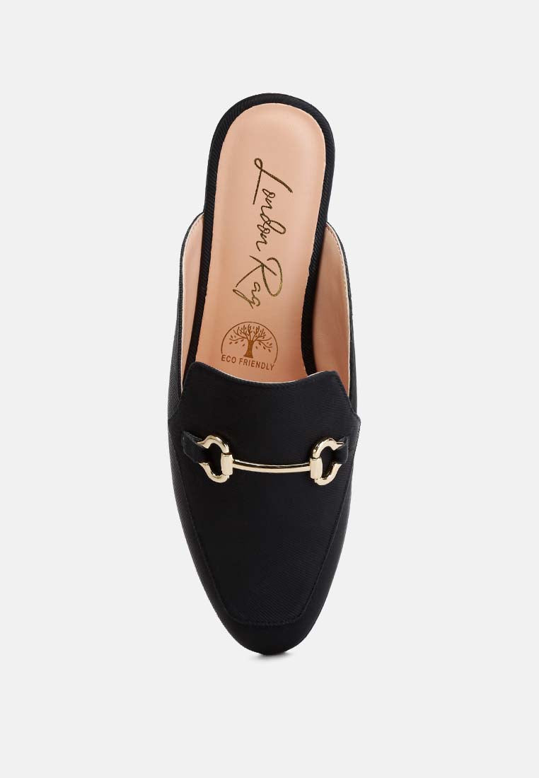 briar horsebit embellishment slip on mules#color_black