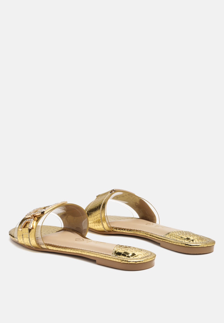 brillo jewel croc flats by ruw#color_gold