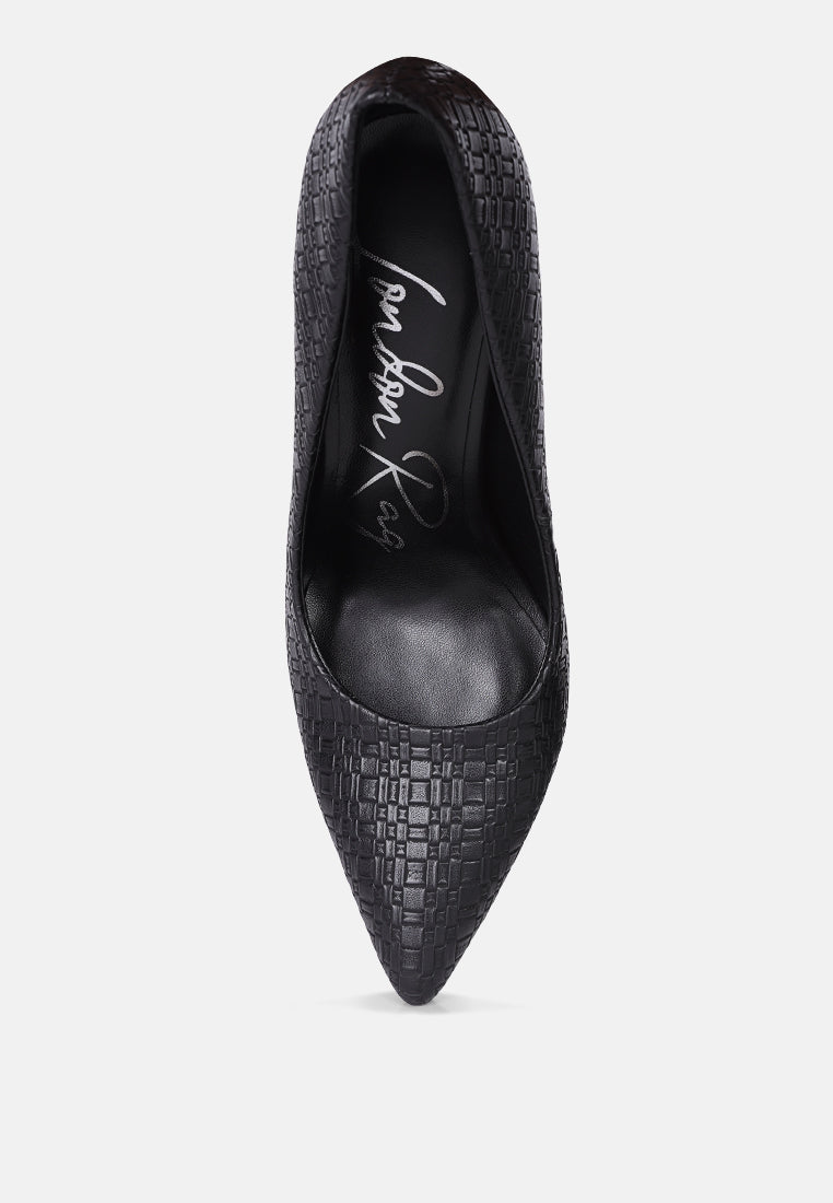 brinkles weave pattern high heel pumps#color_black