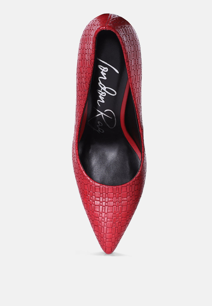 brinkles weave pattern high heel pumps#color_red