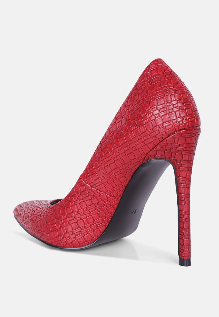 brinkles weave pattern high heel pumps#color_red