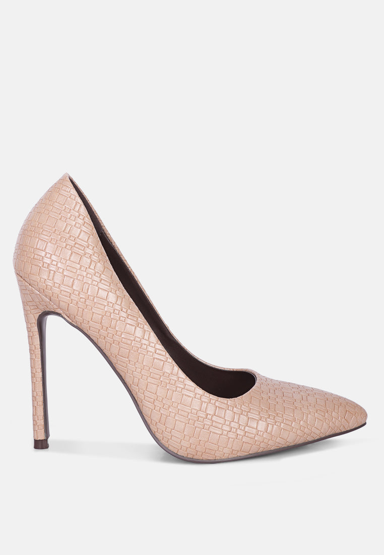 brinkles weave pattern high heel pumps#color_beige