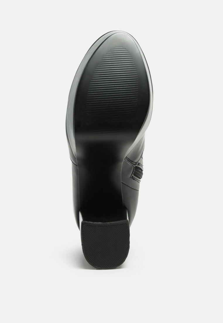 bubble high block heeled over the knee faux suede boots#color_black-pu