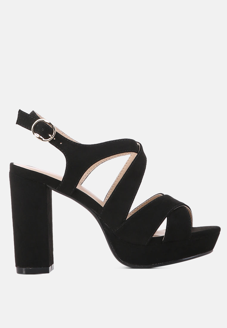buckle strap high heel platform sandals#color_black