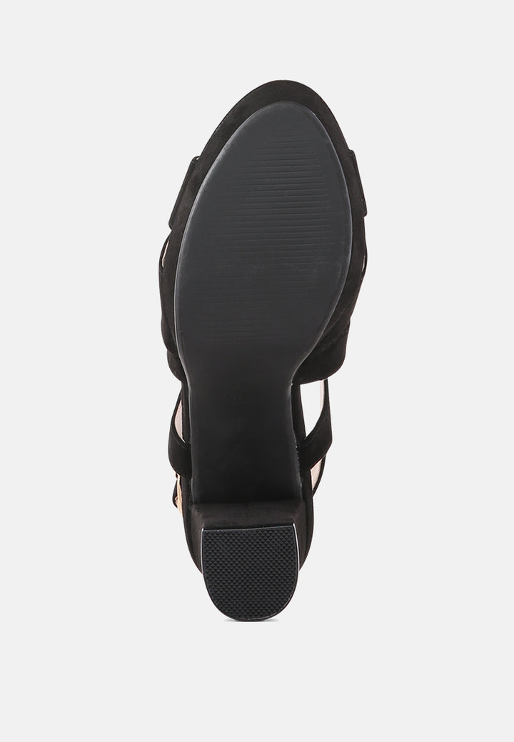 buckle strap high heel platform sandals#color_black