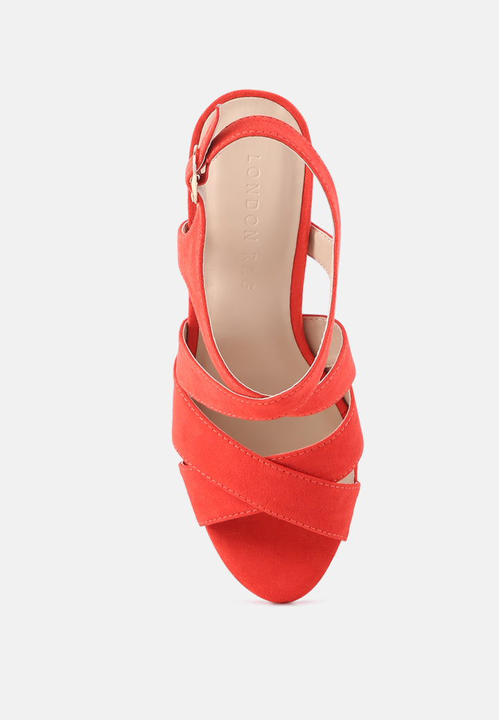 buckle strap high heel platform sandals#color_red