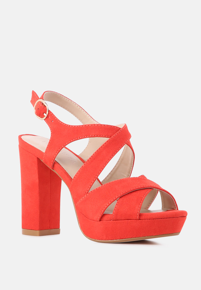 buckle strap high heel platform sandals#color_red