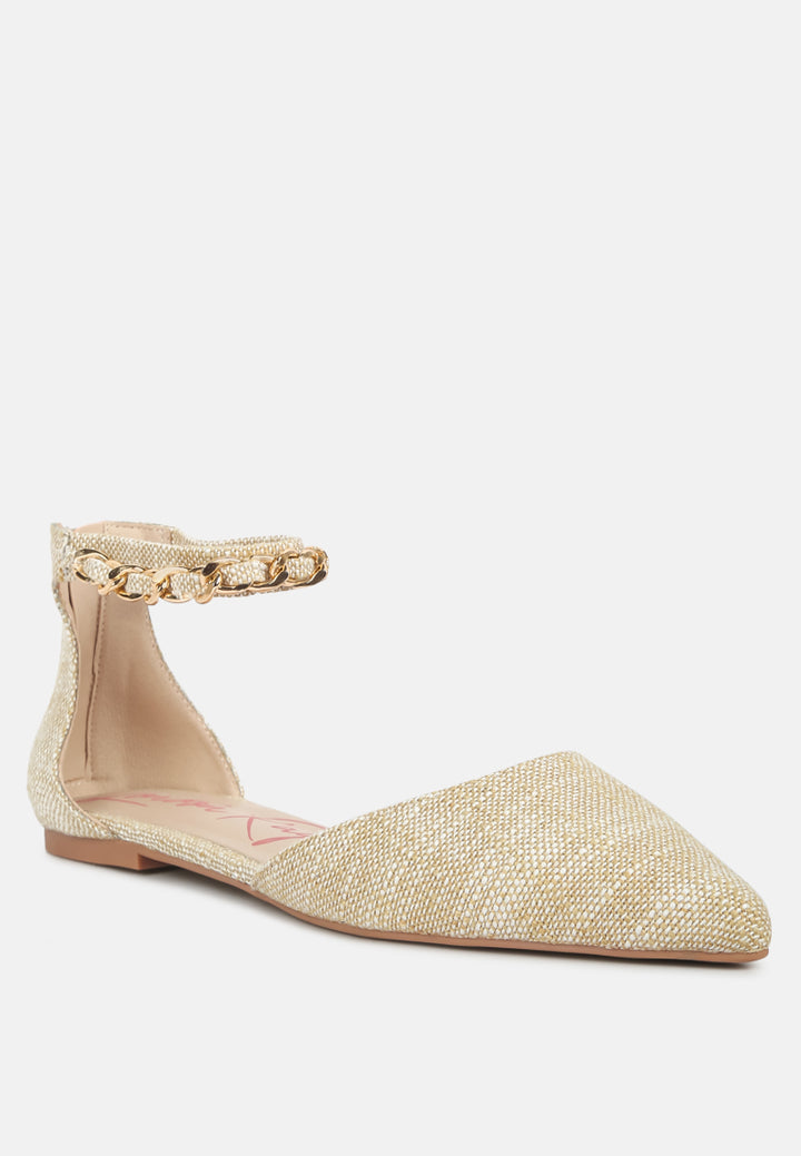 buqisi chain embellished flat sandals#color_beige