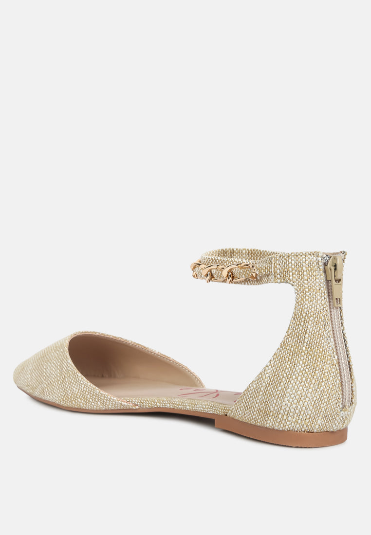 buqisi chain embellished flat sandals#color_beige