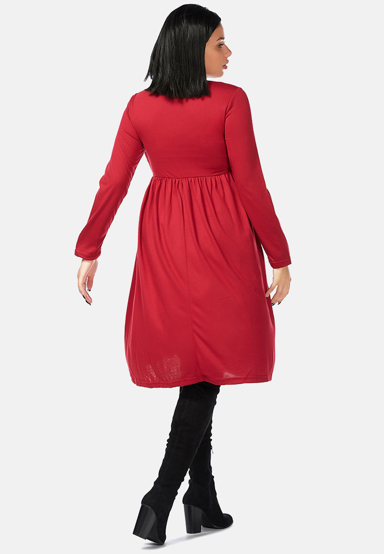 button- up dress#color_wine-red