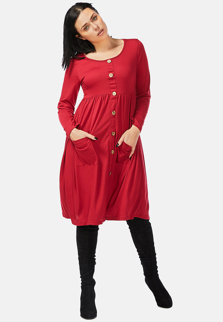 button- up dress#color_wine-red