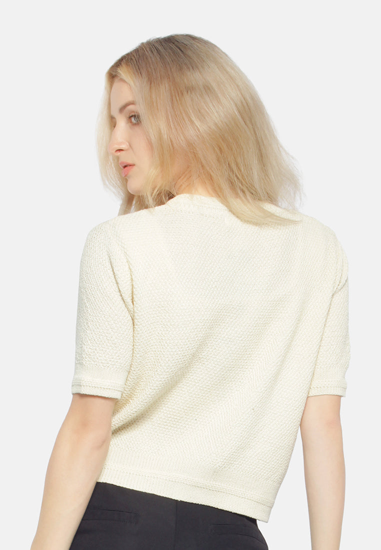 button down knitted top#color_beige