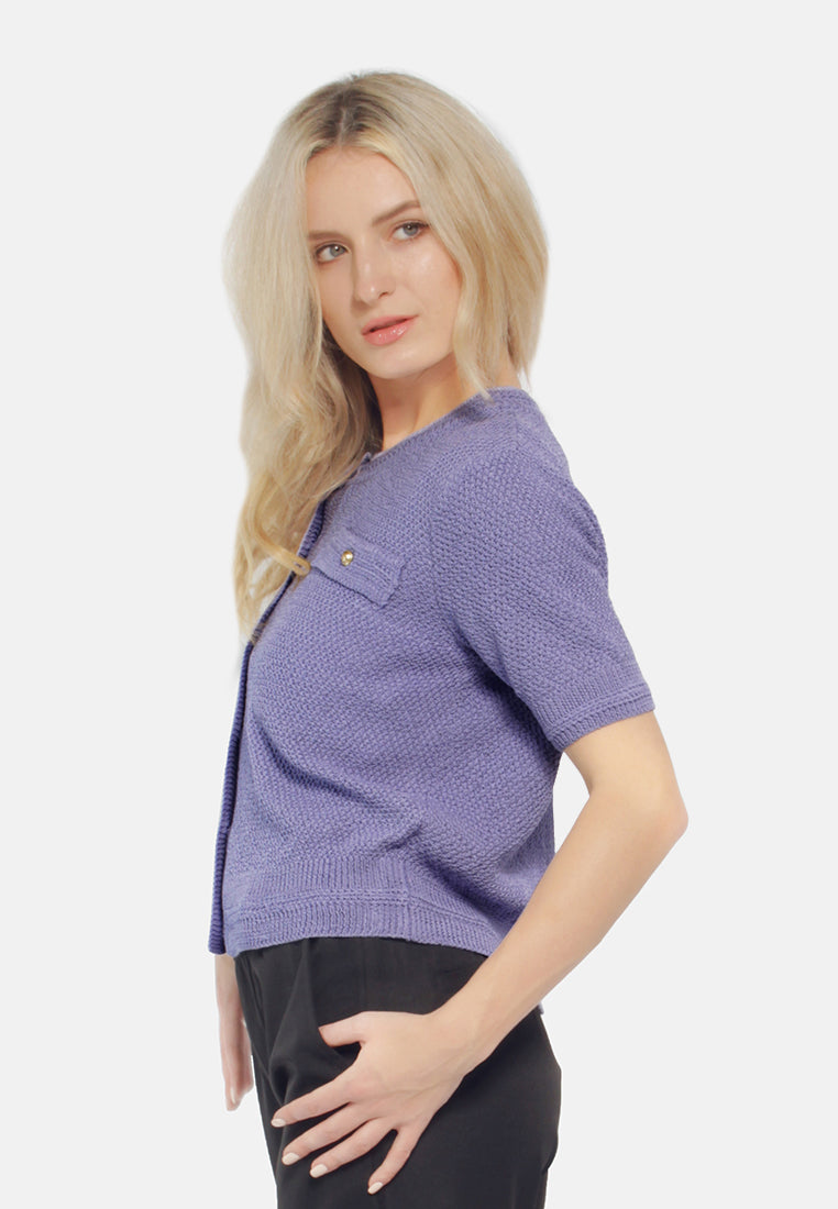 button down knitted top#color_purple