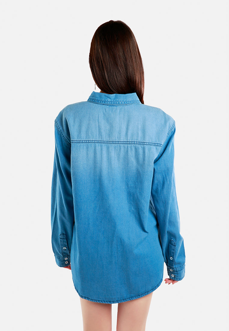 button down ombre denim shirt#color_light-blue