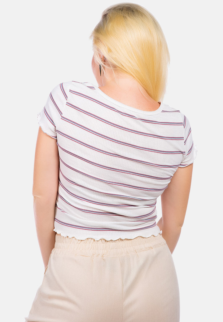 button up striped casual top#color_ivory
