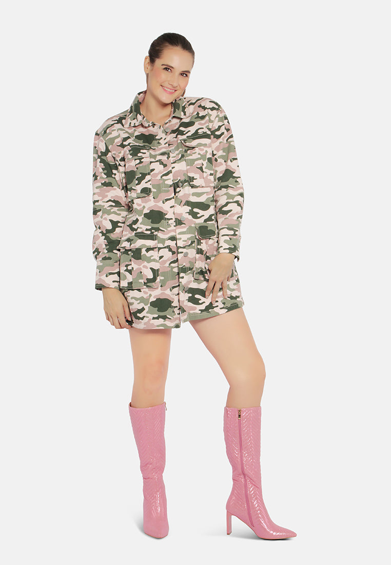 camouflage print shacket#color_pink