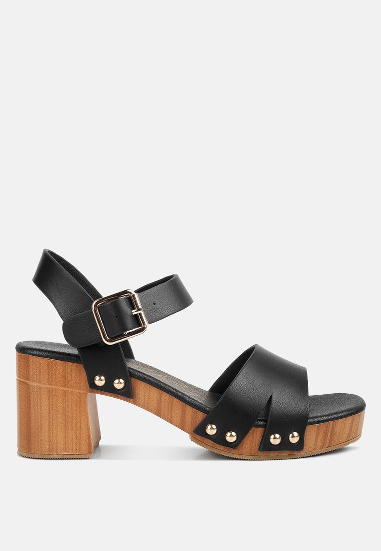campbell faux leather textured block heel sandals#color_black